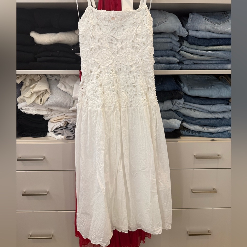 SIMKHAI WHITE Floral Embroidered Strap Maxi Dress - Picture 7 of 10